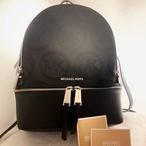 NWT MICHAEL Michael Kors Black Rhea Backpack $298